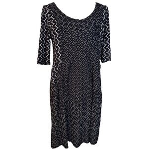 Anthropologie Sunday, Monday, ..Dress Textured Black White Pockets Stretch Large